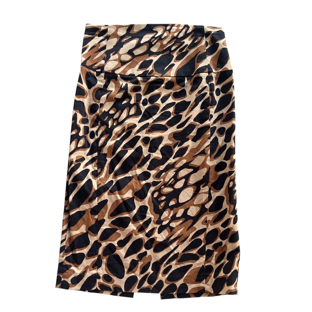 Express Design Studio Womens 0 Brown Black Animal Print Pencil Skirt Boho Preppy